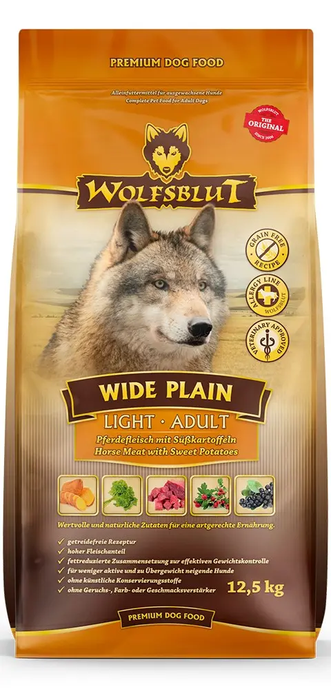 WOLFSBLUT Wide Plain Light Horse With Sweet Potatoes - Dry Dog Food - 12 5kg