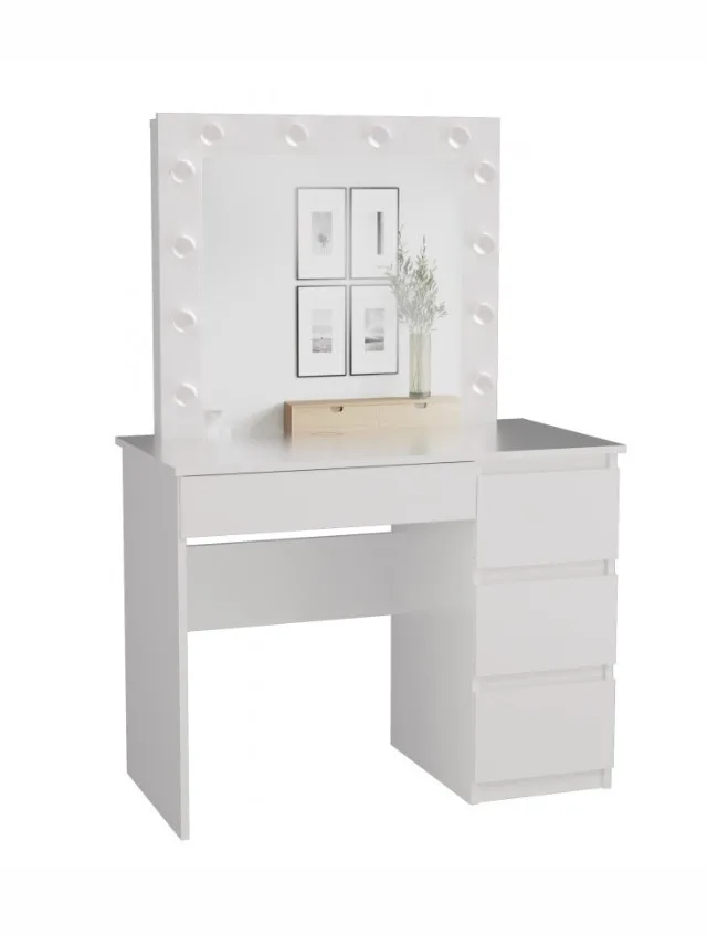 MIJAS DESK SET RIGHT-HANDED WHITE MARINA MIRROR