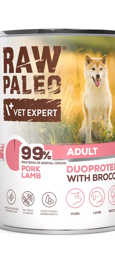 VETEXPERT Raw Paleo Duoprotein Pork Lamb Adult - Wet Dog Food - 400g