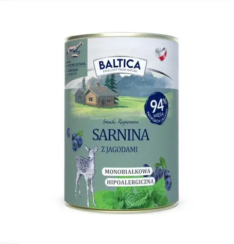 BALTICA Smaki RegionóW Roe Deer With Berries - Wet Dog Food - 400g