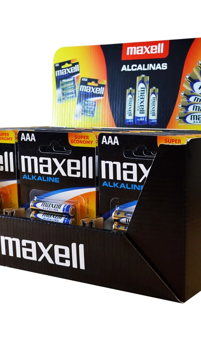 Maxell Alkaline LR03 AAA 4-pack Display (30 blister packs/120 batteries)