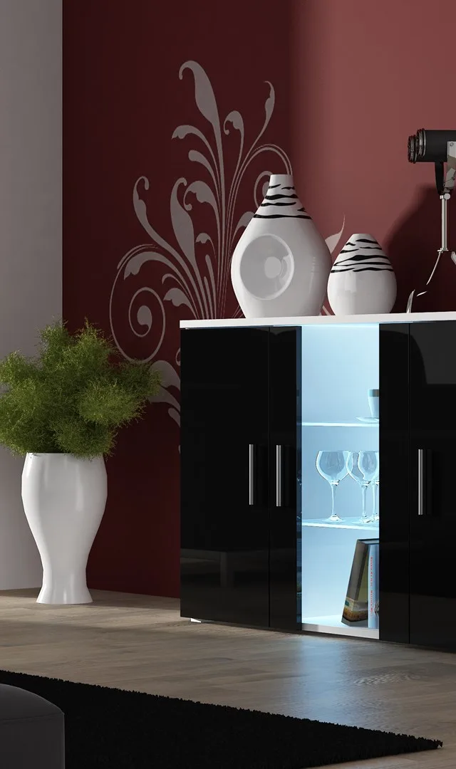 Cama Sideboard 120 Cm SOHO S7 White/Black Gloss