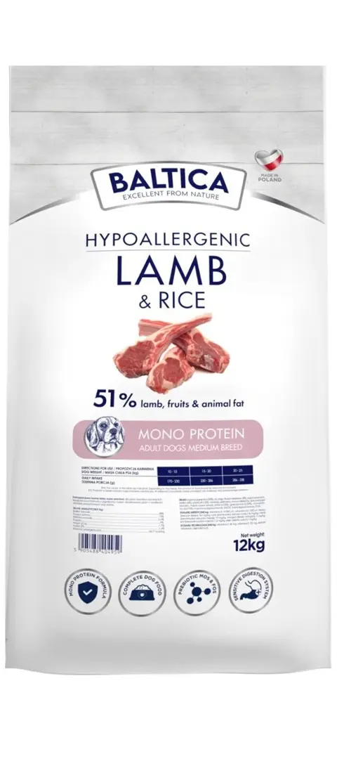 BALTICA Nutraceutic Hypoallergenic Lamb Rice M - Dry Dog Food - 12kg