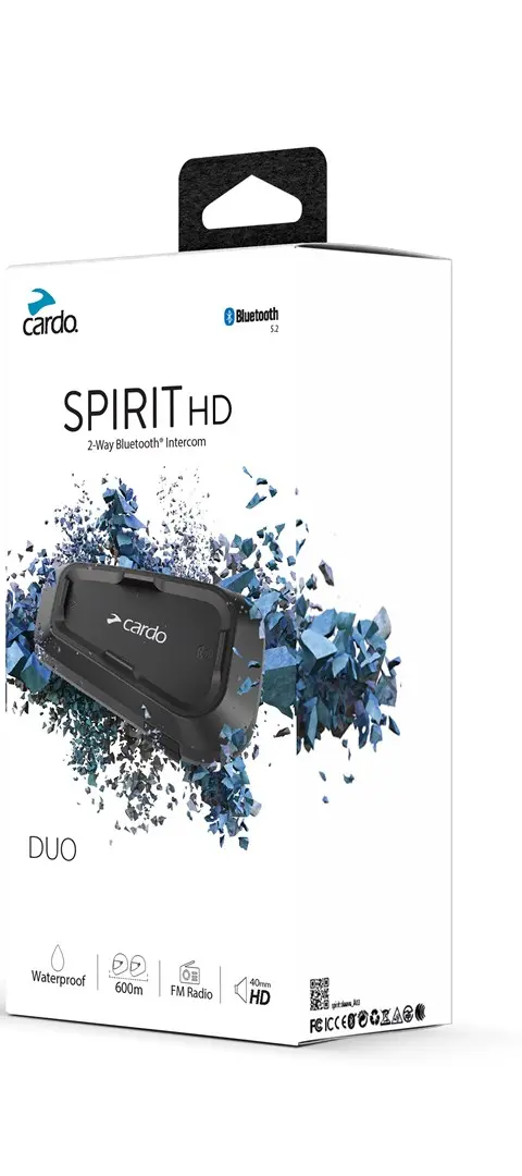 Cardo Spirit HD Duo Motorcycle Intercom 2 Channels 600 M Black