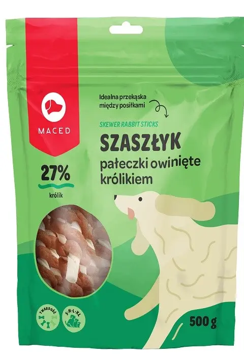 MACED Rabbit Wrapped Rawhide Sticks - Dog Chew - 500 G