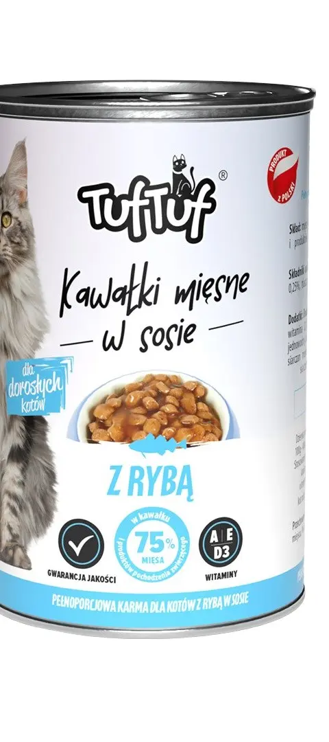 TUF TUF Pieces Of Meat In Sauce With Fish - Wet Cat Food - 415g