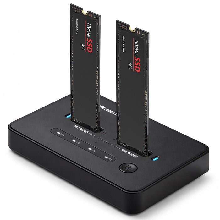 Qoltec Stacja DokująCa DyskóW SSD M.2 NVMe PCIe USB-C 20Gb/S DUAL 2 X 8TB Klonowanie Offline