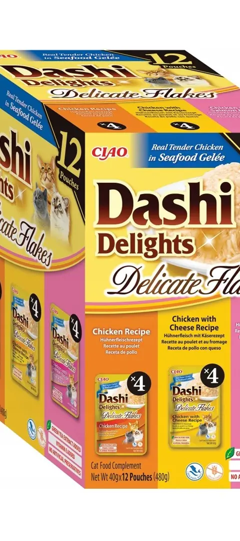INABA Dashi Delights Delicate Flakes Chicken Mix - Wet Cat Food - 12x40g