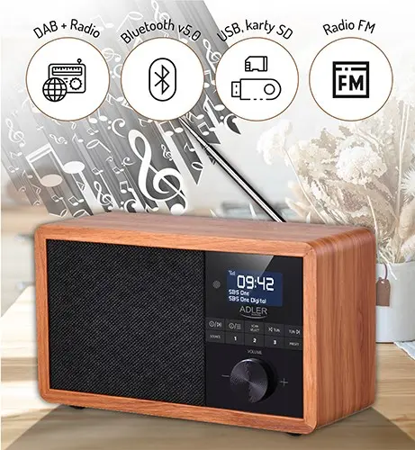 Adler AD 1184 Radio Portable Digital Black Wood