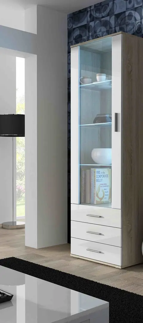 Cama Display Cabinet SOHO S1 Sonoma Oak/White Gloss