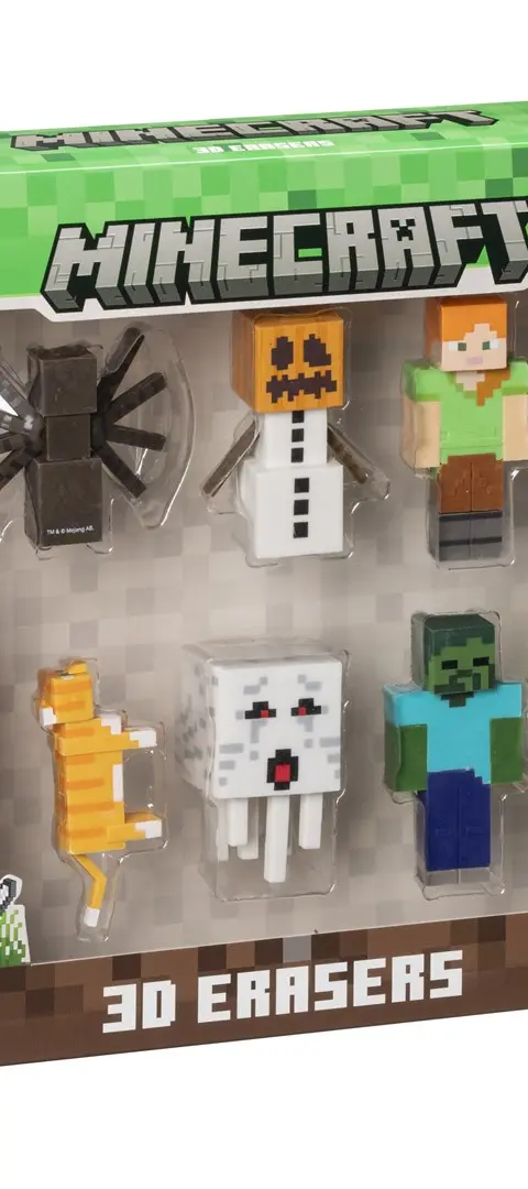MINECRAFT 3D ERASERS - 8 PACK DELUXE BOX VER.B