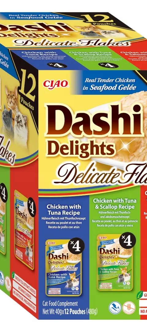 INABA Dashi Delights Delicate Flakes Tuna Mix - Wet Cat Food - 12x40g