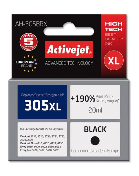 Activejet AH-305BRX ink (replacement for HP 305XL 3YM62AE; Premium; 20 ml; black)
