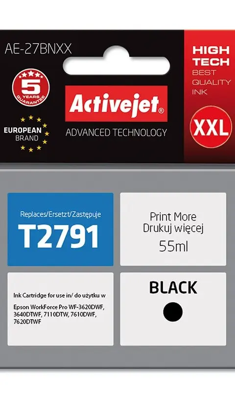 Activejet AE-27BNXX ink (replacement for Epson 27XXL T2791; Supreme; 55 ml; black)