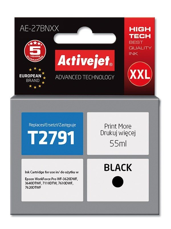Activejet AE-27BNXX ink (replacement for Epson 27XXL T2791; Supreme; 55 ml; black)