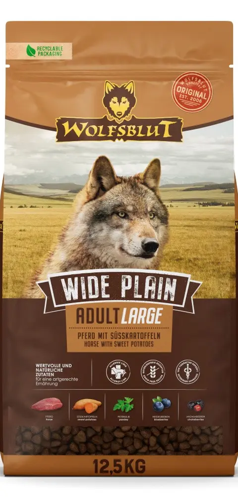 WOLFSBLUT Wide Plain Large Breed Horse With Sweet Potatoes - Dry Dog Food - 12 5kg