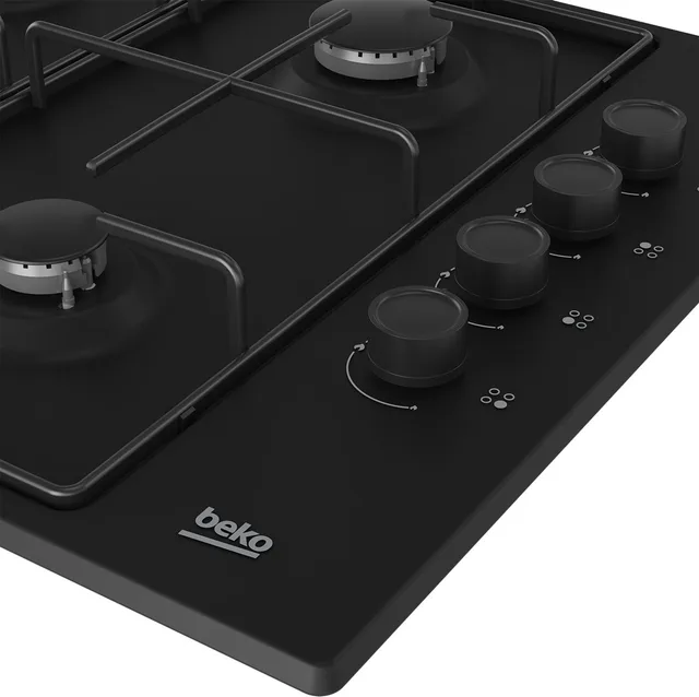 Beko HIBG64120SB 60cm Gas Hob with Side Knob Controls