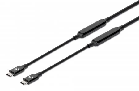 Manhattan USB-C to USB-C Cable, 5m, Active, Male to Male, Black, 10 Gbps (USB 3.2 Gen2 aka USB 3.1), 3A (fast charging), SuperSpeed+ USB, Lifetime Warranty