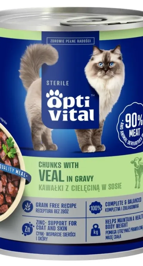 OPTIVITAL Sterile With Veal In Gravy - Wet Cat Food - 415g