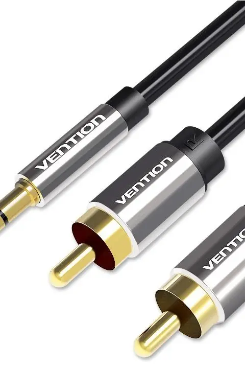 Vention 3.5mm Male to 2RCA Male Audio Cable 2M Black Metal Type