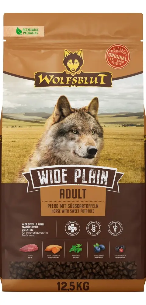 WOLFSBLUT Wide Plain Horse - Dry Dog Food - 12 5kg