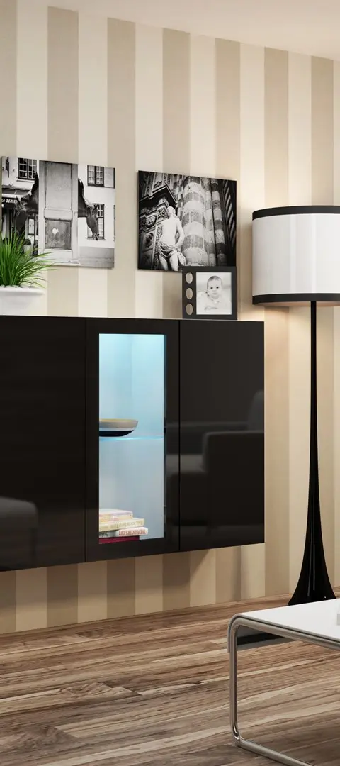 Cama Sideboard VIGO 90/120/38 White/Black Glossy