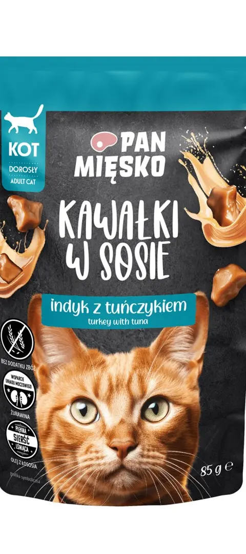 PAN MIĘSKO Pieces In Sauce Turkey With Tuna - Wet Cat Food - 85g