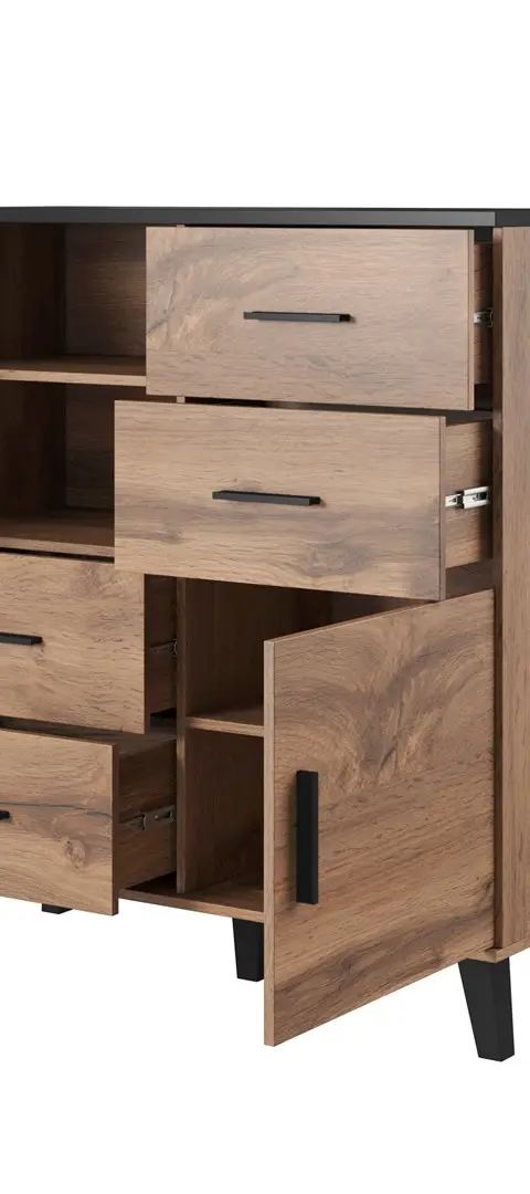 Cama Sideboard LOTTA 110 2D4S Wotan Oak/Mat Black