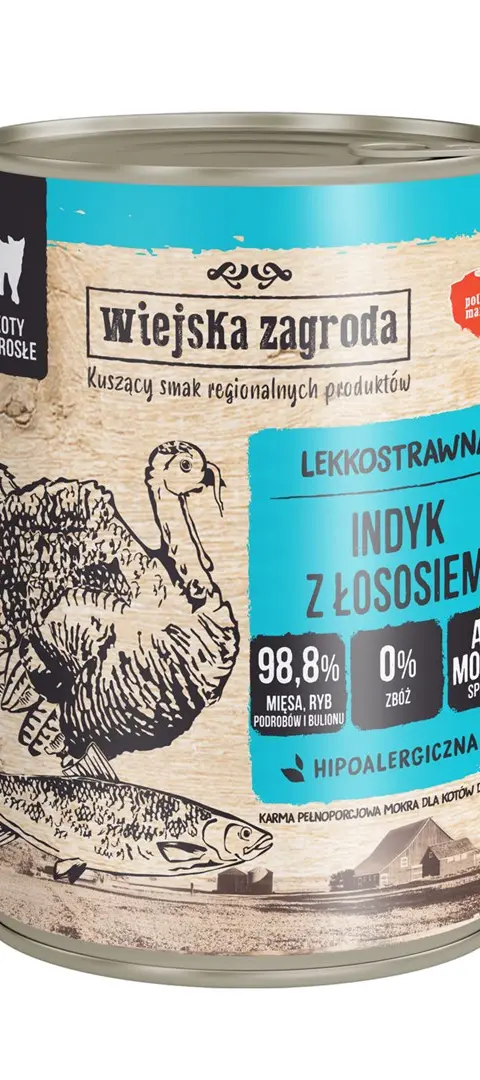 WIEJSKA ZAGRODA Turkey With Salmon - Wet Cat Food - 400g