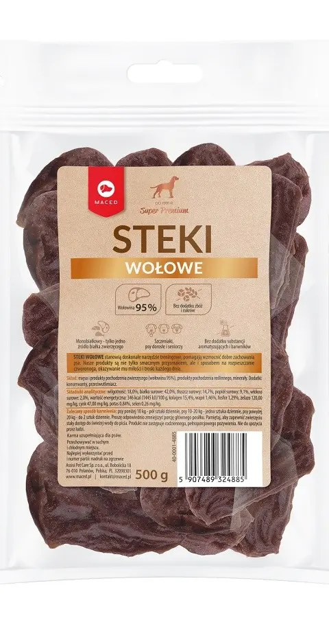 MACED Beef Steaks - Dog Treat - 500g