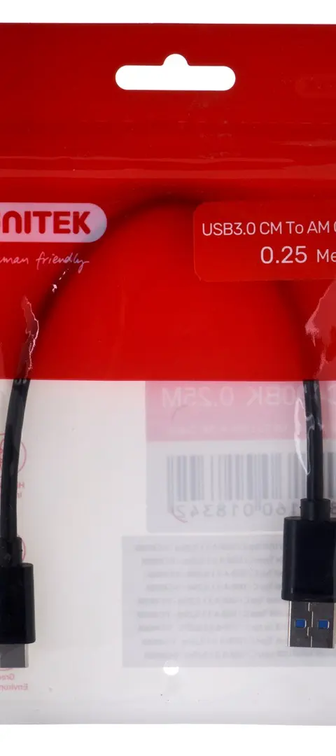 UNITEK CABLE USB-C - USB-A 3.1 M/M 0.25M Y-C490BK