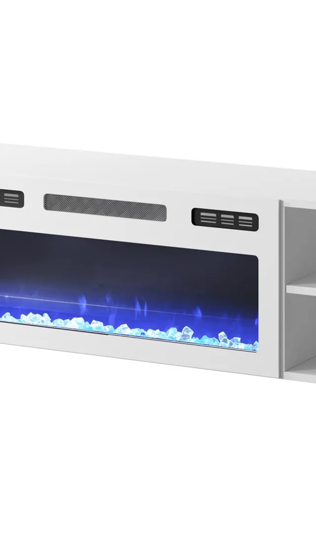 RTV Cabinet POLO 180x33x39 White Fireplace White
