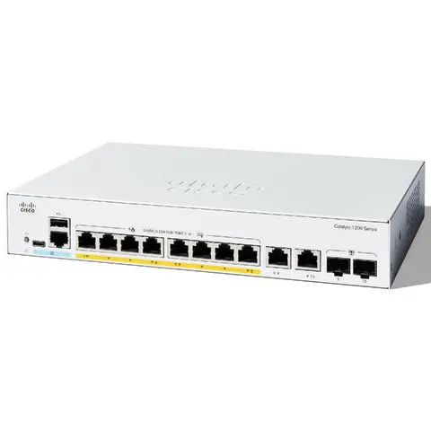 Cisco Catalyst 1200-8FP-2G Smart Switch, 8 Port GE, Full PoE, 2x1GE Combo, Limited Lifetime Protection (C1200-8FP-2G)