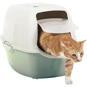 ROTHO Bailey Hooded Litter Box Green White