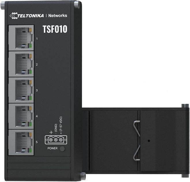 Teltonika NETWORKS TSF010 Flat Ethernet Switch Unmanaged Fast Ethernet (10/100) DIN rail Black