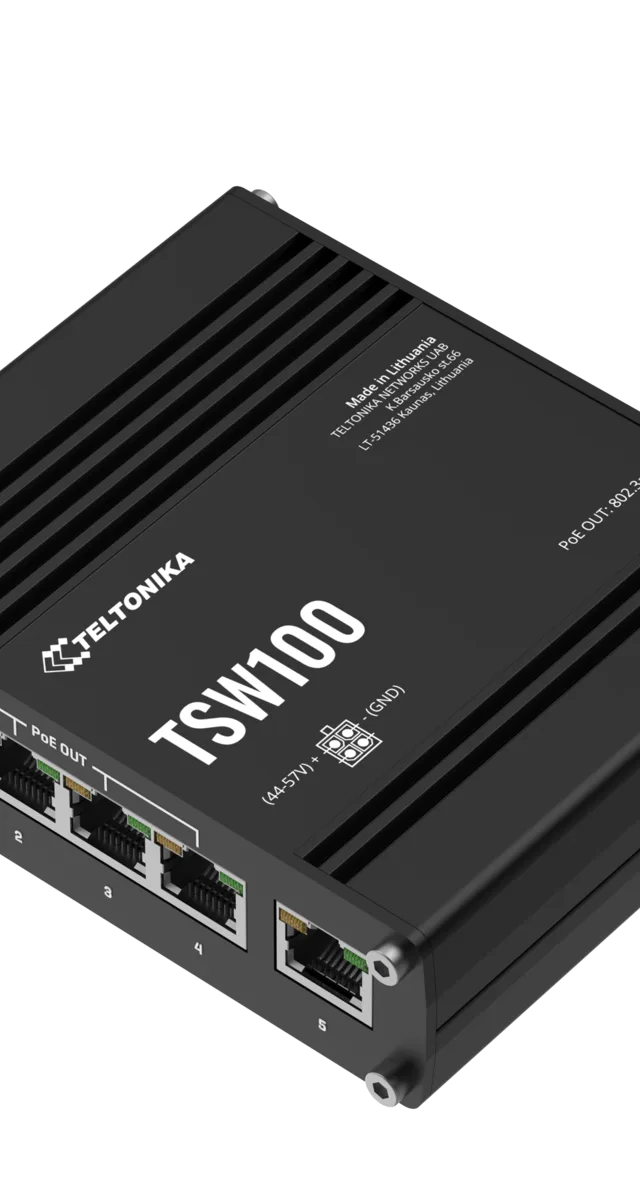 Teltonika TSW100 network switch Gigabit Ethernet (10/100/1000) Power over Ethernet (PoE) Blue, Metallic