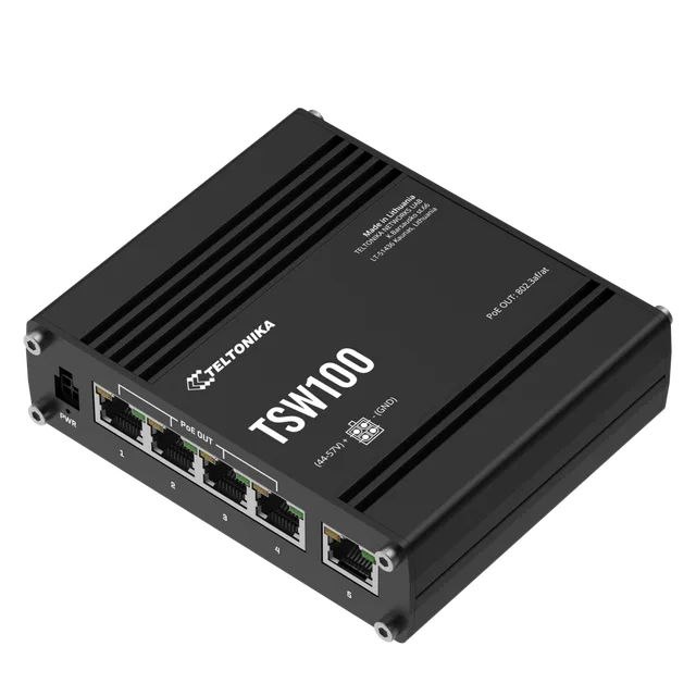 Teltonika TSW100 network switch Gigabit Ethernet (10/100/1000) Power over Ethernet (PoE) Blue, Metallic