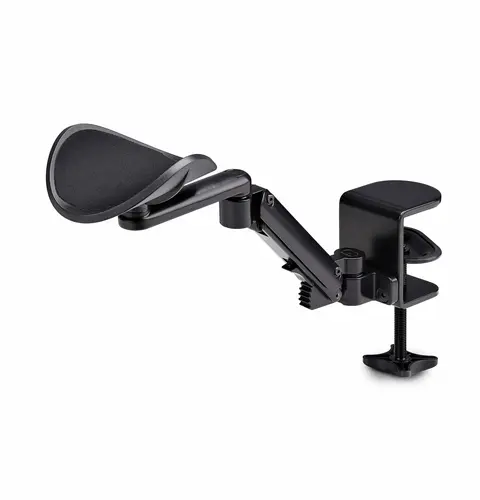 StarTech.com Adjustable Arm Rest for Office Desk, Ergonomic Arm/Elbow Support, 360-Degree Rotation, Clamp-On/No Drill Installation, Black