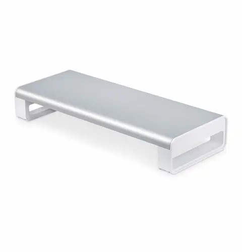 StarTech.com Ergonomic Monitor Riser Stand, Up to 33lb/15kg, Fixed height 3.5in/9cm, Desktop Computer Monitor/Laptop Riser, Steel Platform, Quick Assembly, Optimize Desk Space