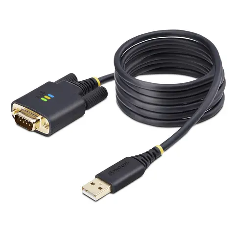 StarTech.com 6.6ft (2m) USB to Serial Adapter Cable, COM Retention, Interchangeable Screws/Nuts, USB-A to DB9 RS232, FTDI IC, ESD Protection, Windows/macOS/Linux