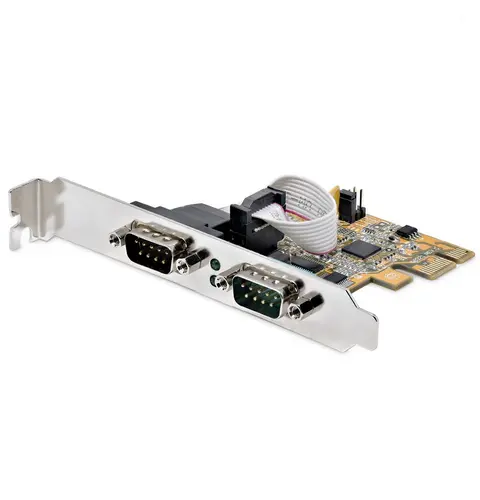 StarTech.com 2-Port PCI Express Serial Interface Card, Dual Port PCIe to RS232 (DB9) Serial Card, 16C1050 UART, Low/Full Profile Brackets, COM Retention, For Windows/Linux