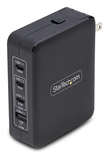 StarTech.com 140W USB-C Wall Charger, 3x USB-C/1x USB-A, PD 3.1 International GaN Power Adapter for MacBook/Dell XPS/Inspiron