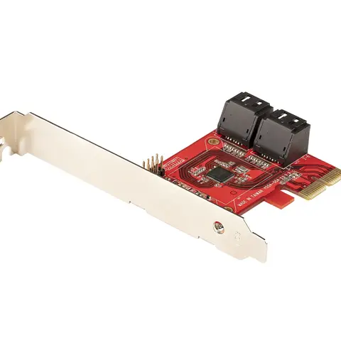 StarTech.com SATA PCIe Card - 4 Port PCIe SATA Expansion Card - 6Gbps - Low Profile Bracket - Stacked SATA Connectors - ASM1164 Non-Raid - PCI Express to SATA Converter
