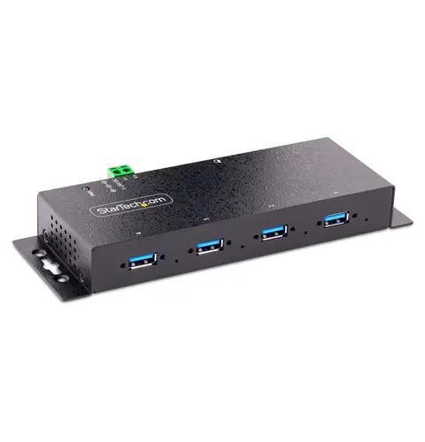 StarTech.com 4-Port Industrial USB 3.0 5Gbps Hub, Rugged USB Hub with ESD Protection, DIN/Wall/Desk Mountable USB-A Hub, USB Expander w/Locking Ports, Heavy Duty - TAA