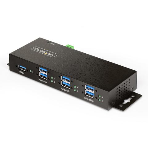 StarTech.com 7-Port Managed USB Hub with 7x USB-A, Heavy Duty with Metal Industrial Housing, ESD & Surge Protection, Wall/Desk/Din-Rail Mountable, USB 3.0/3.1/3.2 Gen 1 5Gbps - TAA