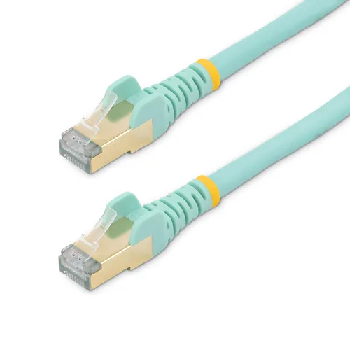StarTech.com 3m CAT6a Ethernet Cable - 10 Gigabit Shielded Snagless RJ45 100W PoE Patch Cord - 10GbE STP Network Cable w/Strain Relief - Aqua Individually Tested/Wiring is UL Certified/TIA
