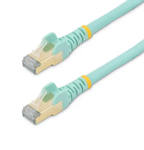 StarTech.com 0.50m CAT6a Ethernet Cable - 10 Gigabit Shielded Snagless RJ45 100W PoE Patch Cord - 10GbE STP Network Cable w/Strain Relief - Aqua Individually Tested/Wiring is UL Certified/TIA