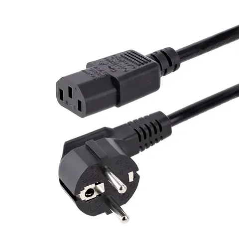 StarTech.com 1m (3ft) Computer Power Cord, 18AWG, EU Schuko to C13 Power Cord, 250V 10A, Black Replacement AC Cord, TV/Monitor Power Cable, Schuko CEE 7/7 to IEC 60320 C13 Power Cord - PC Power Supply Cable