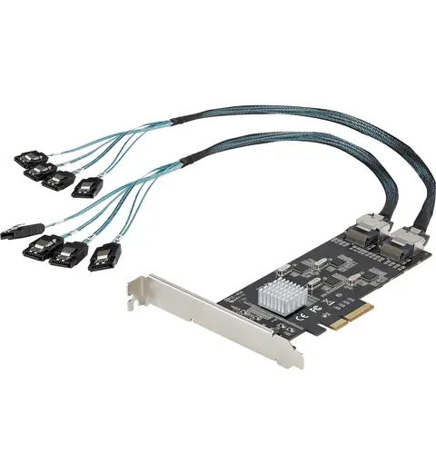 StarTech.com 8 Port SATA PCIe Card - PCI Express 6Gbps SATA Expansion Adapter Card with 4 Host Controllers - SATA PCIe Controller Card - PCI-e x4 Gen 2 to SATA III - SATA HDD/SSD
