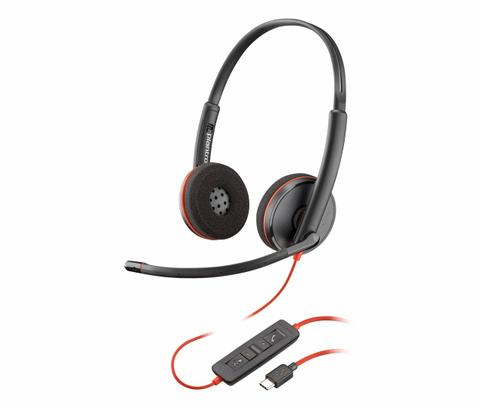 HP Poly Blackwire 3220 Stereo USB-C Headset +USB-C/A Adapter